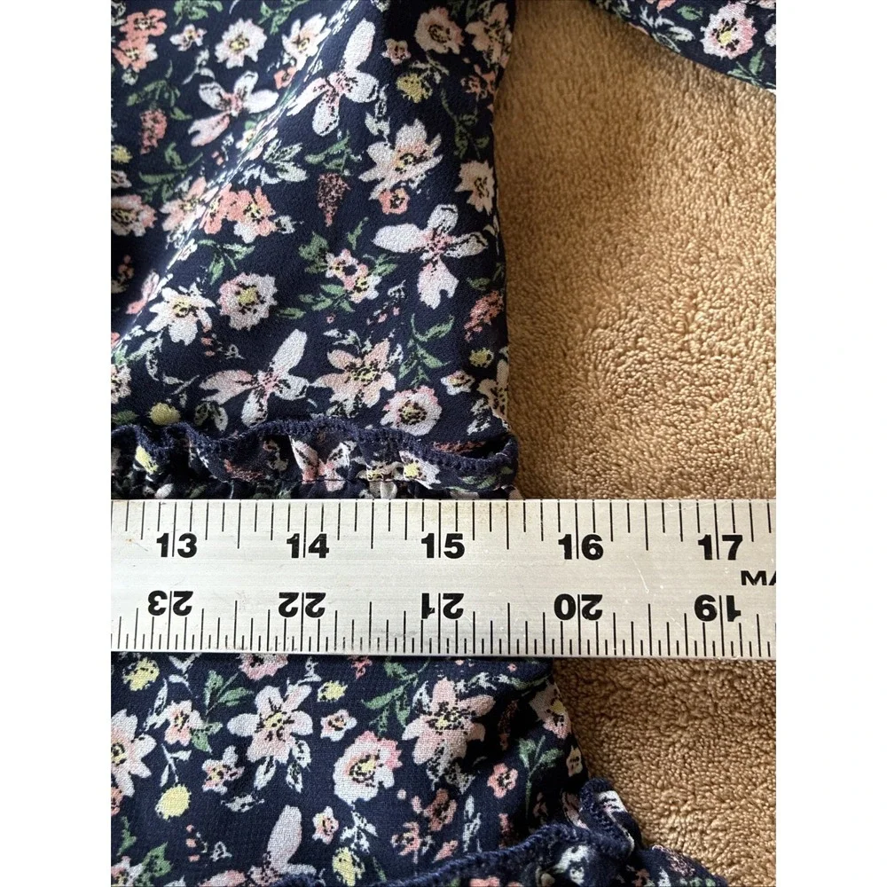 Women's Dress Size 8 Navy Floral Print Tiered Ruffles Cottagecore Romantic‎ Boho